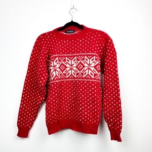 Vintage Bronte Wool Blend Knit Winter Sweater in Red & White